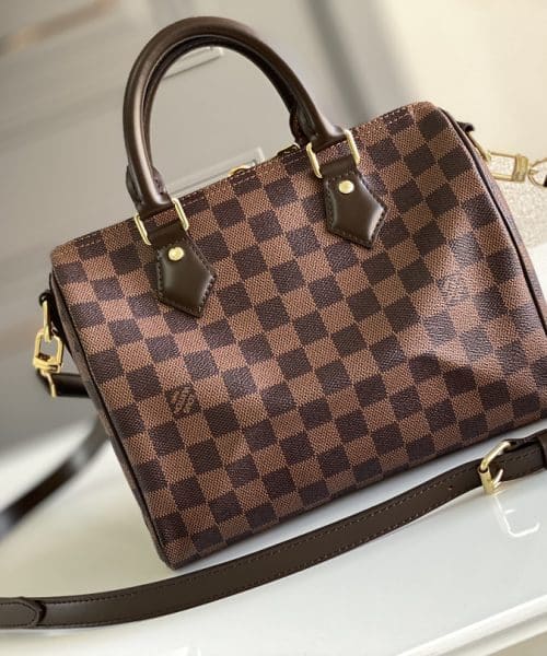 1:1 Replica Louis Vuitton LV Speedy Bandoulière 25 Damier Ebene Canvas Luxury Bag For Women N41368 - 9.8in/25cm