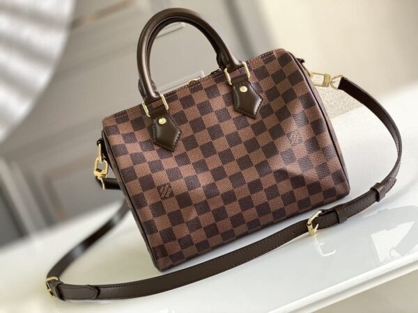 1:1 Replica Louis Vuitton LV Speedy Bandoulière 25 Damier Ebene Canvas Luxury Bag For Women N41368 - 9.8in/25cm