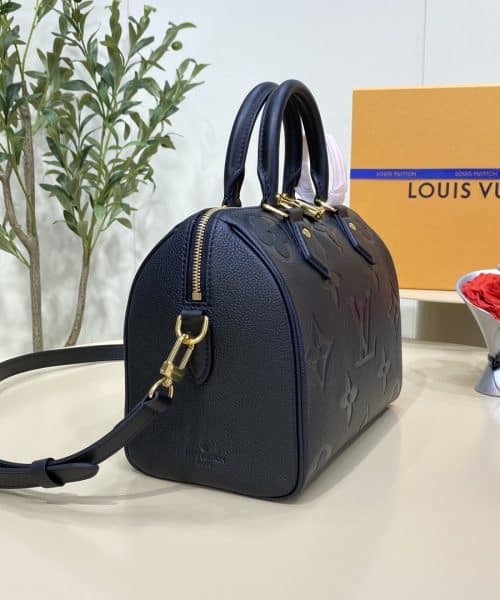1:1 Replica Louis Vuitton LV Speedy Bandoulière 25 Monogram Empreinte Leather Black Luxury Bag For Women‎ M58951 - 9.8in/ 25cm