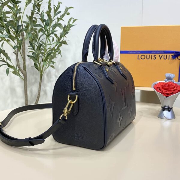 1:1 Replica Louis Vuitton LV Speedy Bandoulière 25 Monogram Empreinte Leather Black Luxury Bag For Women‎ M58951 - 9.8in/ 25cm