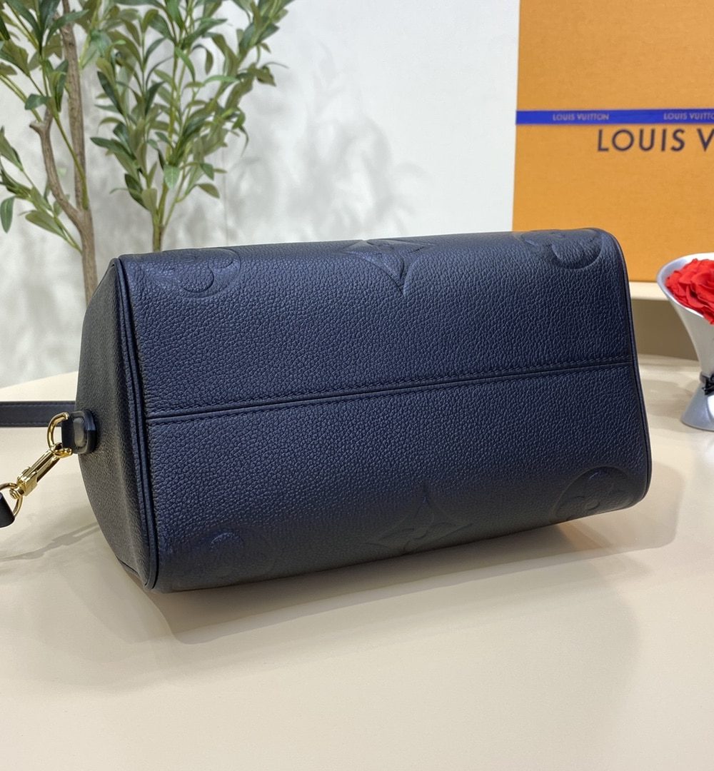 1:1 Replica Louis Vuitton LV Speedy Bandoulière 25 Monogram Empreinte Leather Black Luxury Bag For Women‎ M58951 - 9.8in/ 25cm
