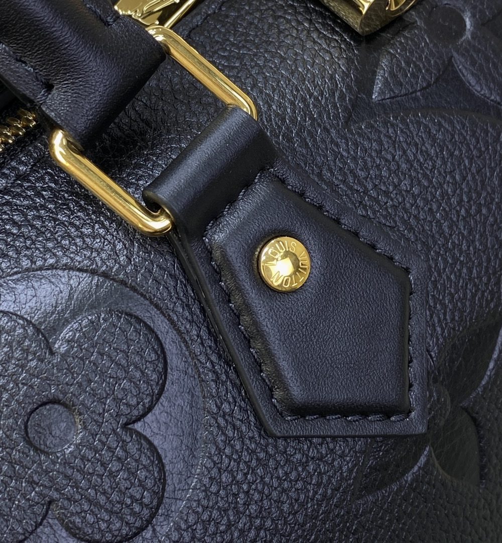 1:1 Replica Louis Vuitton LV Speedy Bandoulière 25 Monogram Empreinte Leather Black Luxury Bag For Women‎ M58951 - 9.8in/ 25cm