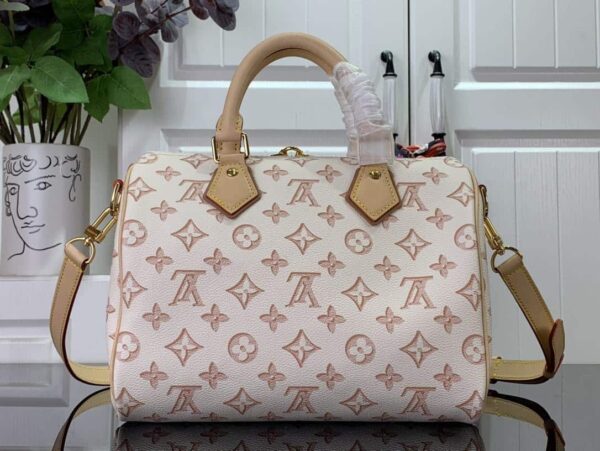 1:1 Replica Louis Vuitton LV Speedy Bandouliere 25 Monogram Pattern White Luxury Bag For Women 9.8in/25cm