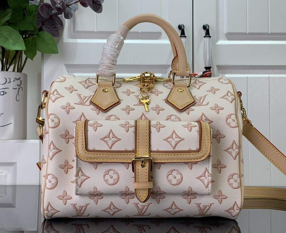 1:1 Replica Louis Vuitton LV Speedy Bandouliere 25 Monogram Pattern White Luxury Bag For Women 9.8in/25cm