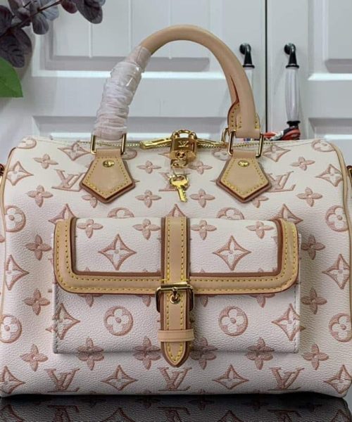 1:1 Replica Louis Vuitton LV Speedy Bandouliere 25 Monogram Pattern White Luxury Bag For Women 9.8in/25cm