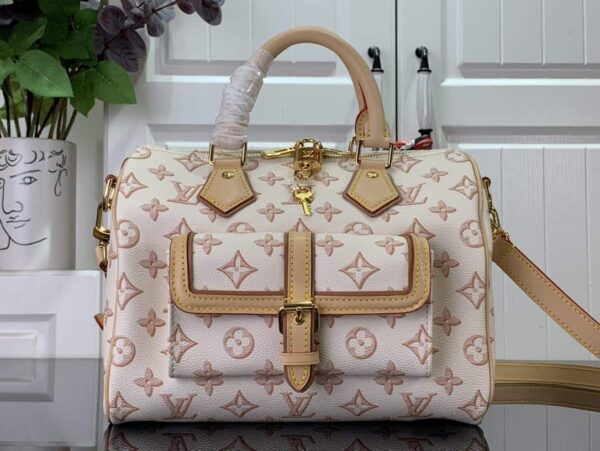 1:1 Replica Louis Vuitton LV Speedy Bandouliere 25 Monogram Pattern White Luxury Bag For Women 9.8in/25cm