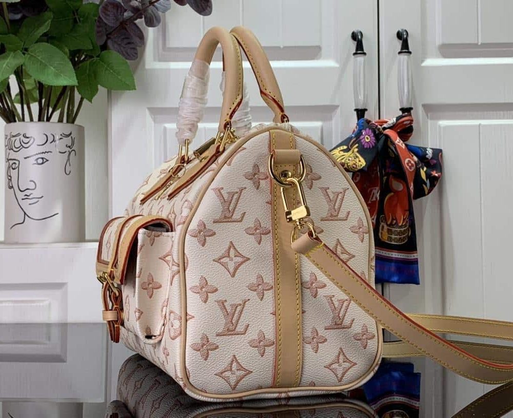 1:1 Replica Louis Vuitton LV Speedy Bandouliere 25 Monogram Pattern White Luxury Bag For Women 9.8in/25cm