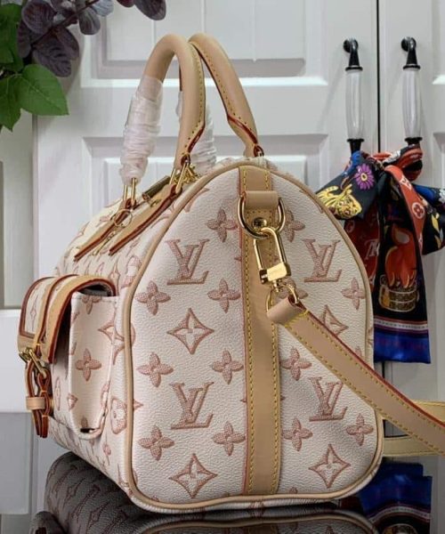 1:1 Replica Louis Vuitton LV Speedy Bandouliere 25 Monogram Pattern White Luxury Bag For Women 9.8in/25cm