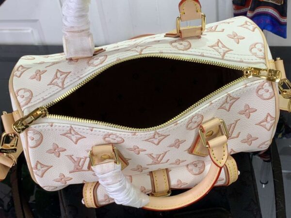 1:1 Replica Louis Vuitton LV Speedy Bandouliere 25 Monogram Pattern White Luxury Bag For Women 9.8in/25cm