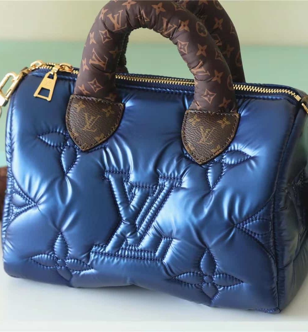 1:1 Replica Louis Vuitton LV Speedy Bandoulière 25 Sliver Tone/Blue Luxury Bag For Women‎ M20973 - 9.8in/25cm