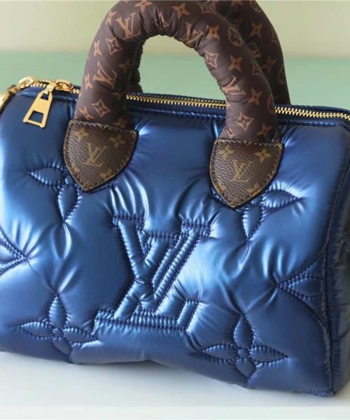 1:1 Replica Louis Vuitton LV Speedy Bandoulière 25 Sliver Tone/Blue Luxury Bag For Women‎ M20973 - 9.8in/25cm
