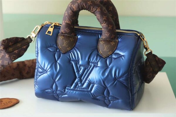 1:1 Replica Louis Vuitton LV Speedy Bandoulière 25 Sliver Tone/Blue Luxury Bag For Women‎ M20973 - 9.8in/25cm