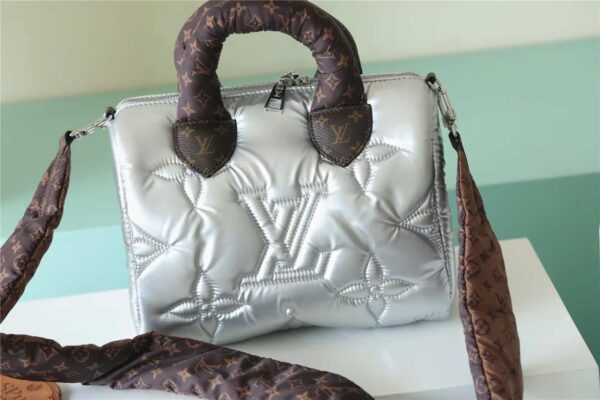 1:1 Replica Louis Vuitton LV Speedy Bandoulière 25 Sliver Tone/Blue Luxury Bag For Women‎ M20973 - 9.8in/25cm