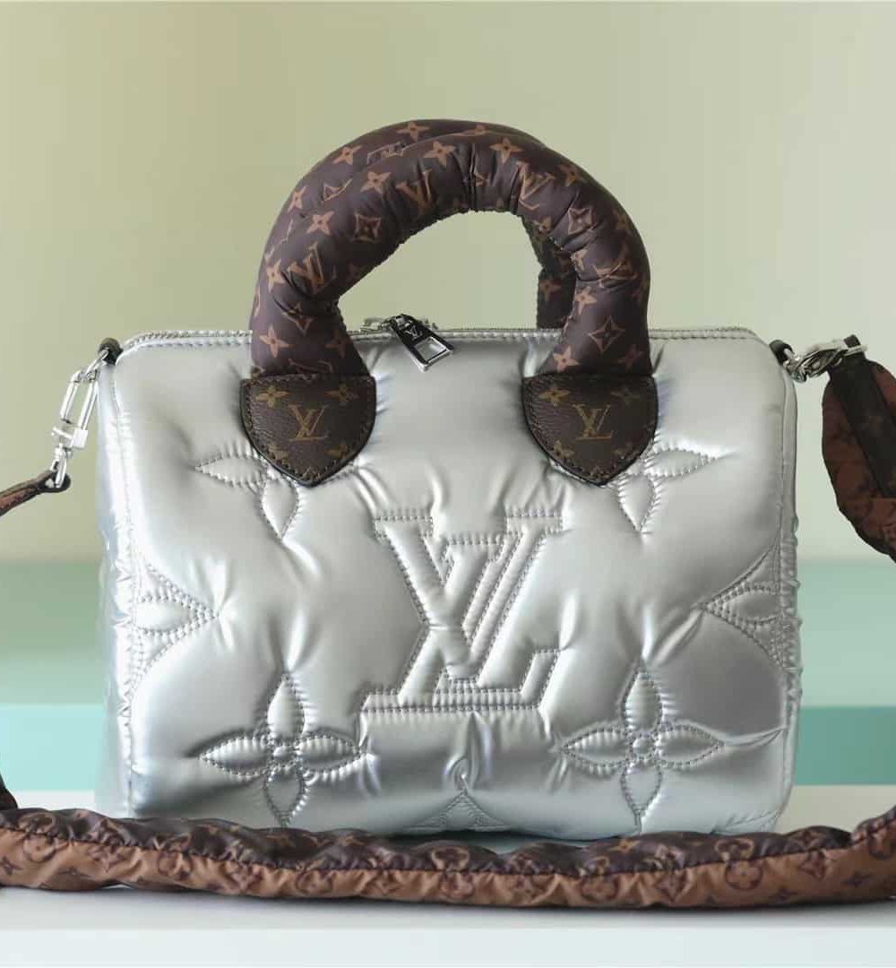 1:1 Replica Louis Vuitton LV Speedy Bandoulière 25 Sliver Tone/Blue Luxury Bag For Women‎ M20973 - 9.8in/25cm
