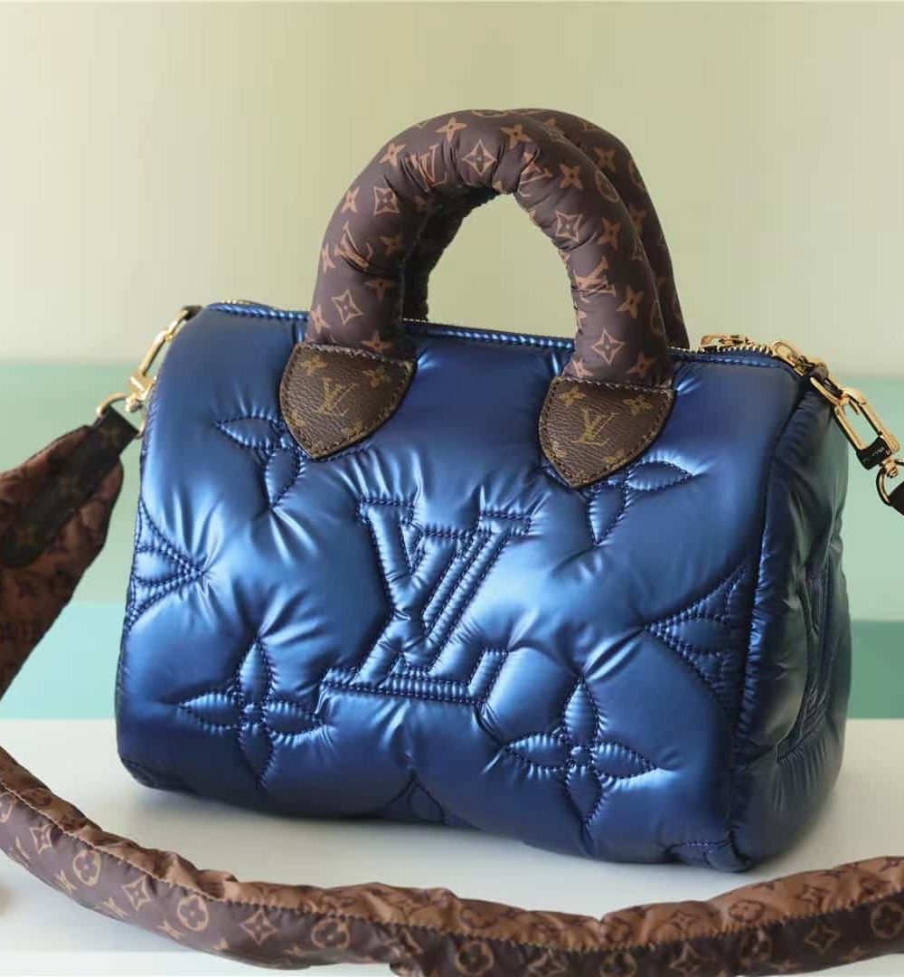 1:1 Replica Louis Vuitton LV Speedy Bandoulière 25 Sliver Tone/Blue Luxury Bag For Women‎ M20973 - 9.8in/25cm