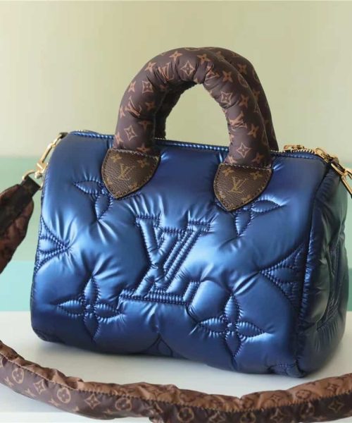 1:1 Replica Louis Vuitton LV Speedy Bandoulière 25 Sliver Tone/Blue Luxury Bag For Women‎ M20973 - 9.8in/25cm