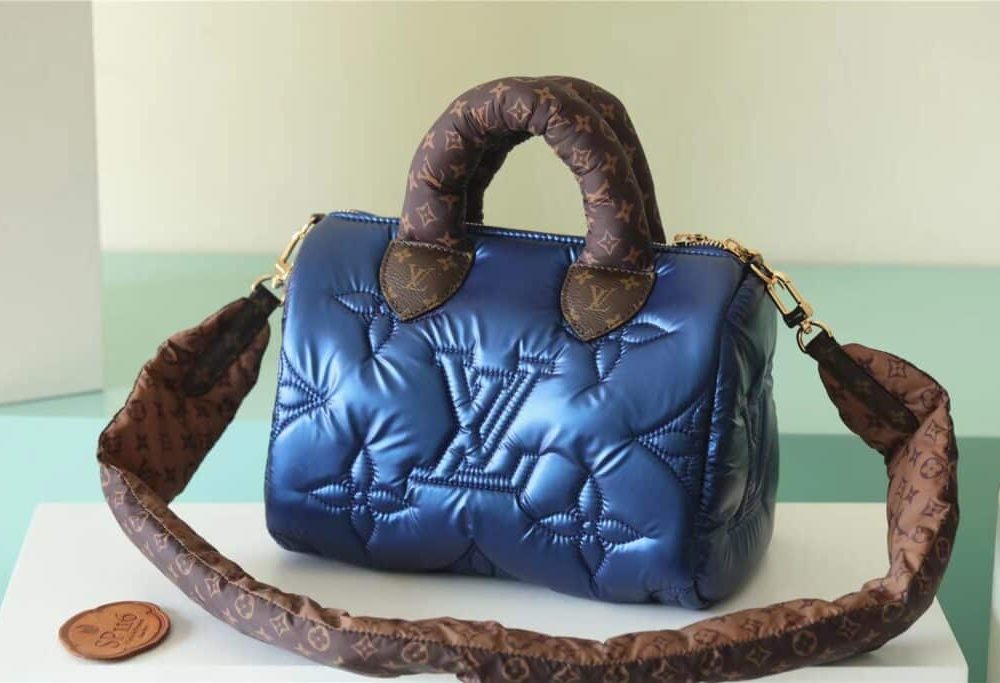 1:1 Replica Louis Vuitton LV Speedy Bandoulière 25 Sliver Tone/Blue Luxury Bag For Women‎ M20973 - 9.8in/25cm
