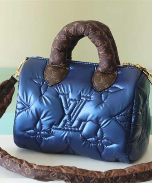 1:1 Replica Louis Vuitton LV Speedy Bandoulière 25 Sliver Tone/Blue Luxury Bag For Women‎ M20973 - 9.8in/25cm