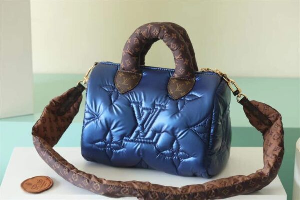 1:1 Replica Louis Vuitton LV Speedy Bandoulière 25 Sliver Tone/Blue Luxury Bag For Women‎ M20973 - 9.8in/25cm