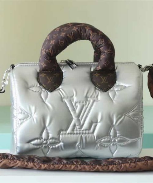 1:1 Replica Louis Vuitton LV Speedy Bandoulière 25 Sliver Tone/Blue Luxury Bag For Women‎ M20973 - 9.8in/25cm