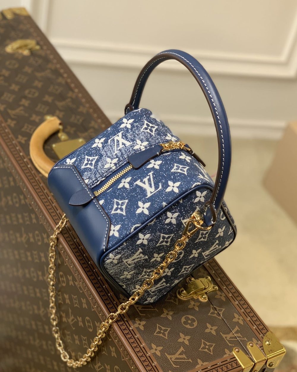 1:1 Replica Louis Vuitton LV LV Square Denim Monogram Canvas Luxury Bag For Women M59611 - 6.3in/16cm
