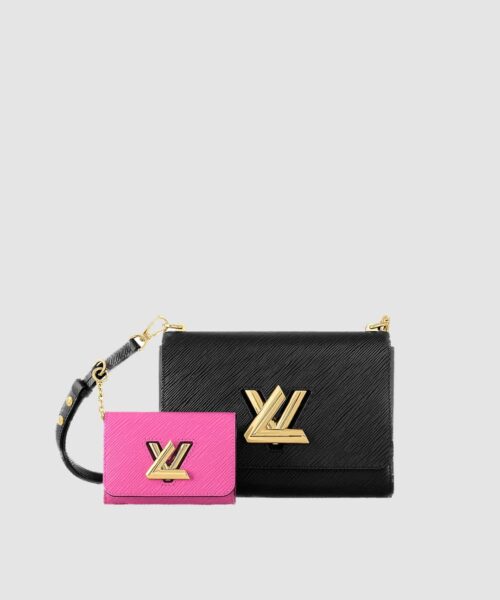 1:1 Replica Louis Vuitton LV Twist MM Epi Leather Luxury Bag For Women Black / Fuchsia M59885 - 9.1in/23cm