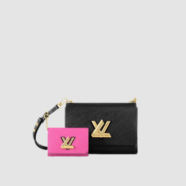1:1 Replica Louis Vuitton LV Twist MM Epi Leather Luxury Bag For Women Black / Fuchsia M59885 - 9.1in/23cm