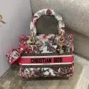 1:1 Replica Christian Dior Medium Lady D-Lite Bag Multicolor Butterfly Embroidery, Red/Latte, For Women Women's Handbags, 24cm CD M0565ORHQ_M884