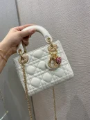 1:1 Replica Christian Dior Mini Lady Dior Bag White For Women 6.5in/17cm CD M0505SLOI