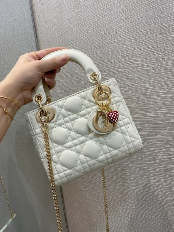 1:1 Replica Christian Dior Mini Lady Dior Bag White For Women 6.5in/17cm CD M0505SLOI