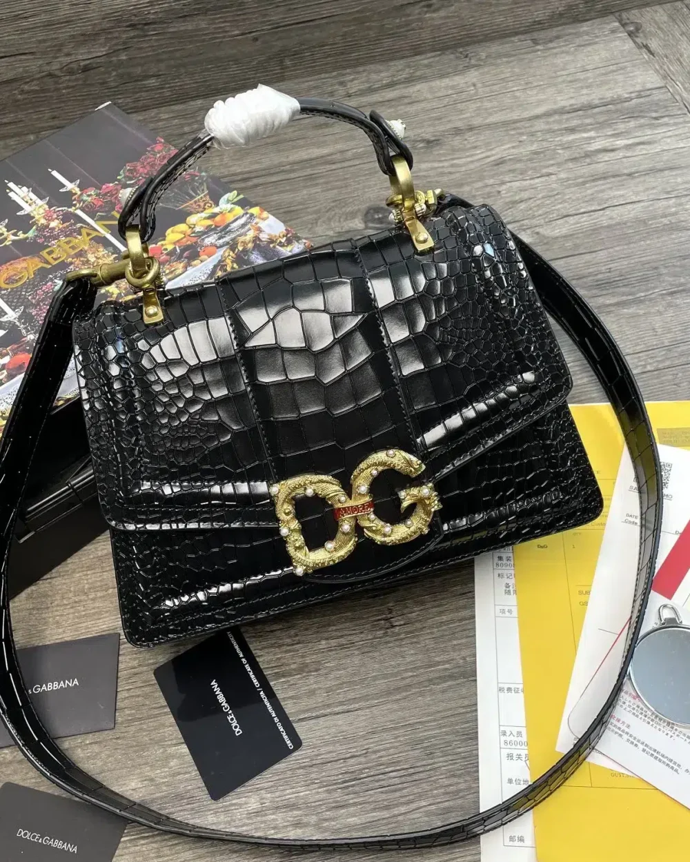 Dolce & Gabbana Print DG Girls Bag Black For Women 10.6in/27cm DG