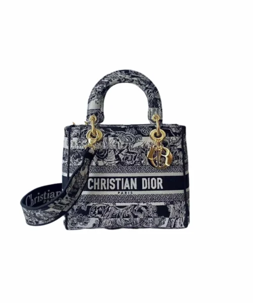 1:1 Replica Medium Lady D-Lite Bag Black For Women 9.5in/ 24cm