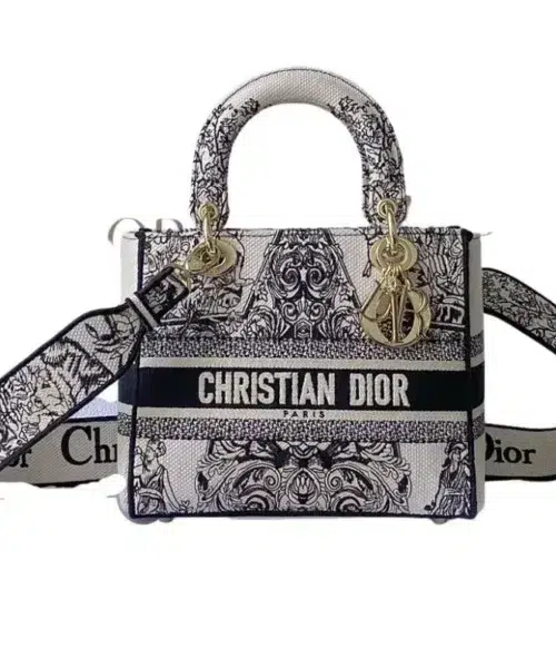 1:1 Replica Medium Lady D-Lite Bag White For Women 9.5in/ 24cm