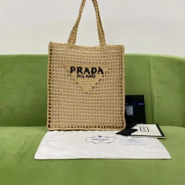 Prada Raffia Tote Bag Beige For Women, Women's Bags 14.9in/38cm