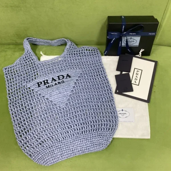 Prada Raffia Tote Bag Light Blue For Women, Women's Bags 20in/51cm 1BG424_2A2T_F0076_V_OOO
