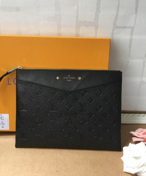 Louis Vuitton Pochette Melanie MM Monogram Empreinte Black For Women, Women's Wallets 11.6in/29.5cm LV