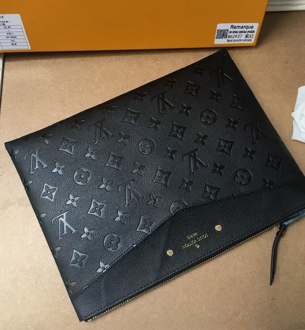 1:1 Replica Louis Vuitton Pochette Melanie MM Monogram Empreinte Black For Women, Women's Wallets 11.6in/29.5cm LV