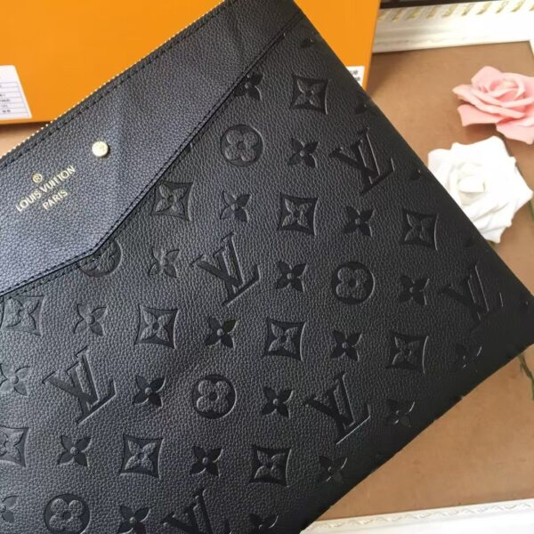 Louis Vuitton Pochette Melanie MM Monogram Empreinte Black For Women, Women's Wallets 11.6in/29.5cm LV