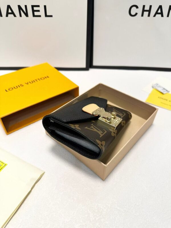 1:1 Replica Louis Vuitton Pallas Compact Wallet Monogram Canvas Black For Women, Women's Wallet 5.1in/13cm LV M67479