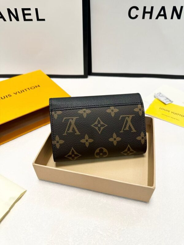 1:1 Replica Louis Vuitton Pallas Compact Wallet Monogram Canvas Black For Women, Women's Wallet 5.1in/13cm LV M67479
