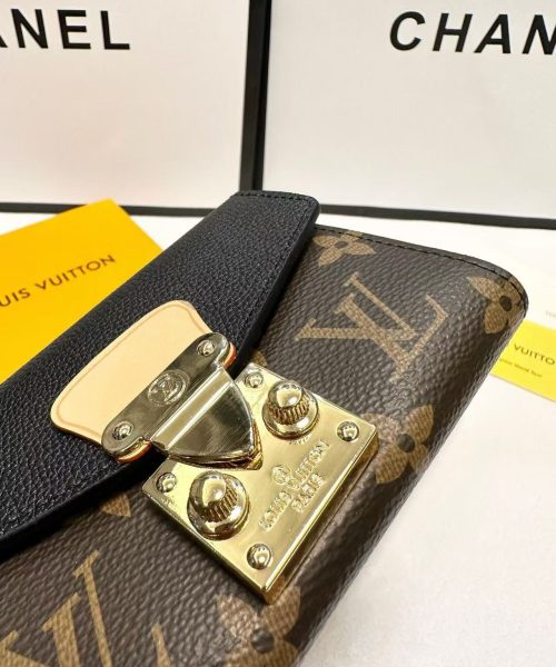 1:1 Replica Louis Vuitton Pallas Compact Wallet Monogram Canvas Black For Women, Women's Wallet 5.1in/13cm LV M67479