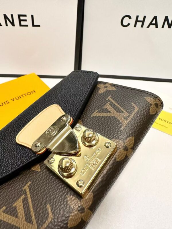 1:1 Replica Louis Vuitton Pallas Compact Wallet Monogram Canvas Black For Women, Women's Wallet 5.1in/13cm LV M67479