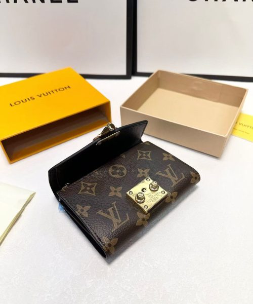 1:1 Replica Louis Vuitton Pallas Compact Wallet Monogram Canvas Black For Women, Women's Wallet 5.1in/13cm LV M67479