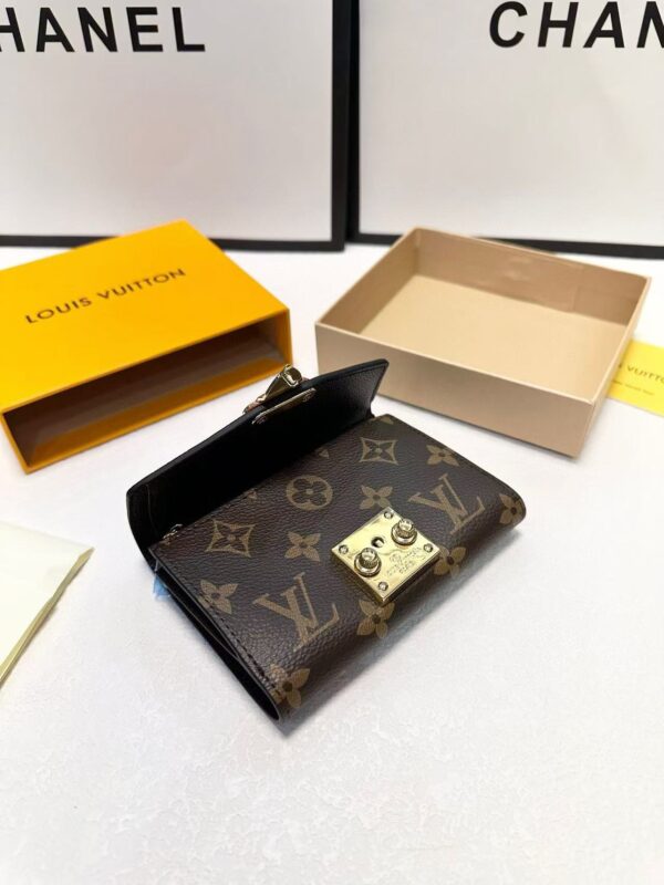 1:1 Replica Louis Vuitton Pallas Compact Wallet Monogram Canvas Black For Women, Women's Wallet 5.1in/13cm LV M67479
