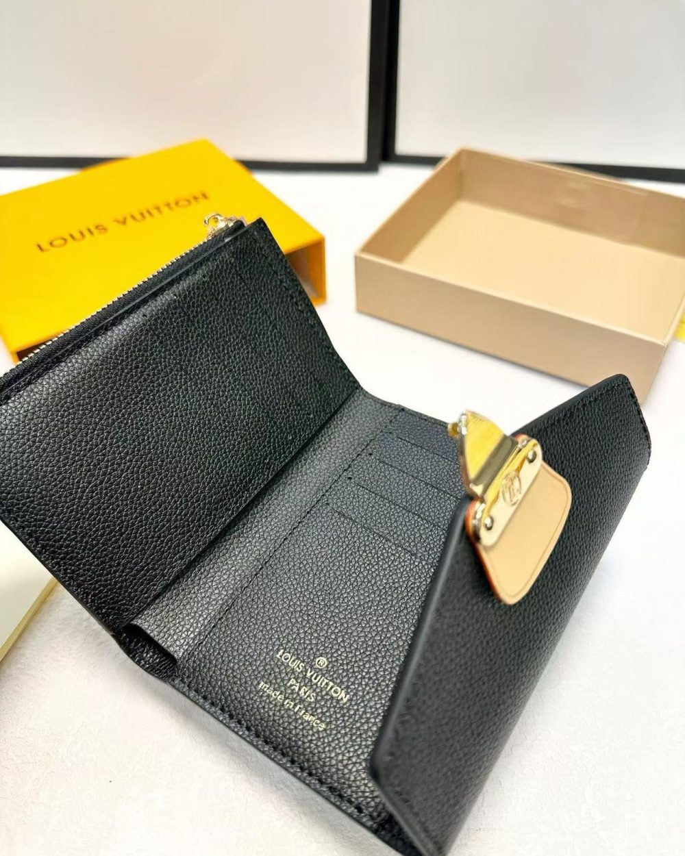 1:1 Replica Louis Vuitton Pallas Compact Wallet Monogram Canvas Black For Women, Women's Wallet 5.1in/13cm LV M67479