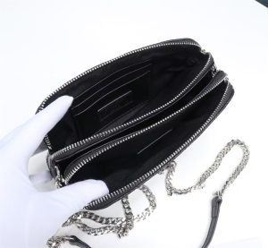 [REP 1:1] Saint Laurent Becky Double-Zip Pouch Black For Women 7.5in/19cm YSL