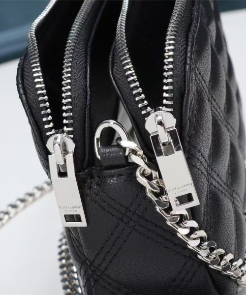[REP 1:1] Saint Laurent Becky Double-Zip Pouch Black For Women 7.5in/19cm YSL