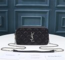 [REP 1:1] Saint Laurent Becky Double-Zip Pouch Black For Women 7.5in/19cm YSL