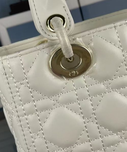1:1 Replica Christian Dior Medium Lady Dior Bag Hardware White For Women 24cm/9in CD