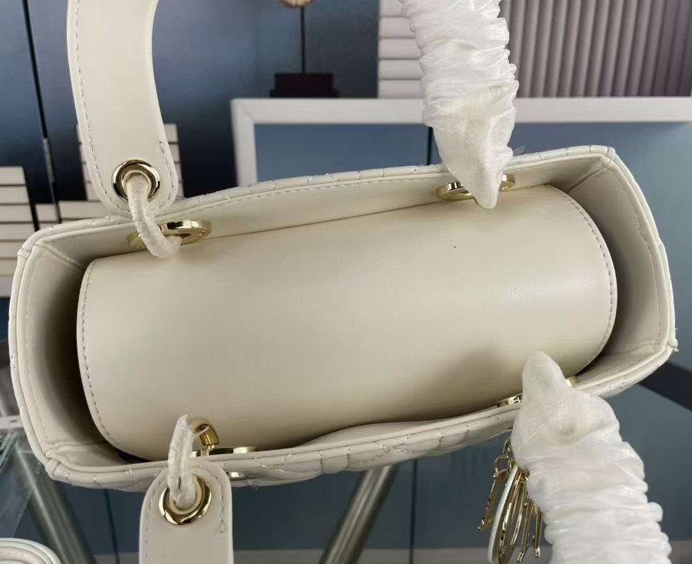 1:1 Replica Christian Dior Medium Lady Dior Bag Hardware White For Women 24cm/9in CD